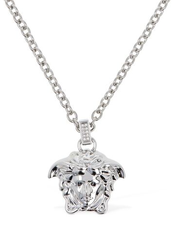 VERSACE Medusa Crystal Charm Necklace in silver