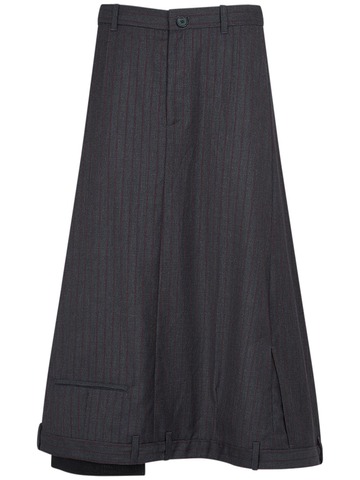 balenciaga wool a-line skirt in grey / red