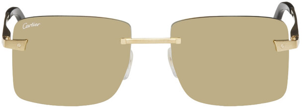 Cartier Gold Rimless Square Sunglasses