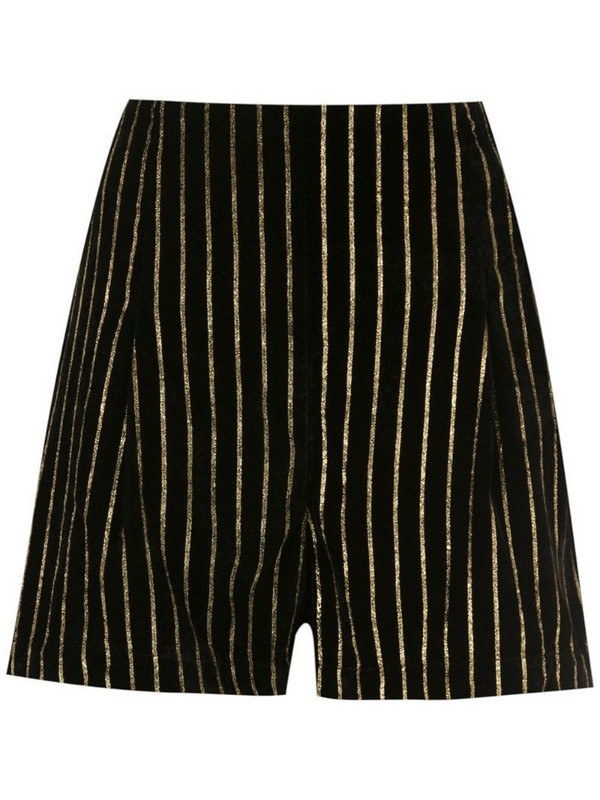 Eva velvet gold striped shorts in black
