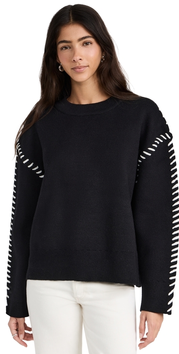 english factory whip stitch sweater black/white m