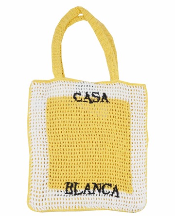 Casablanca Yellow Crochet Brand Bag in bianco