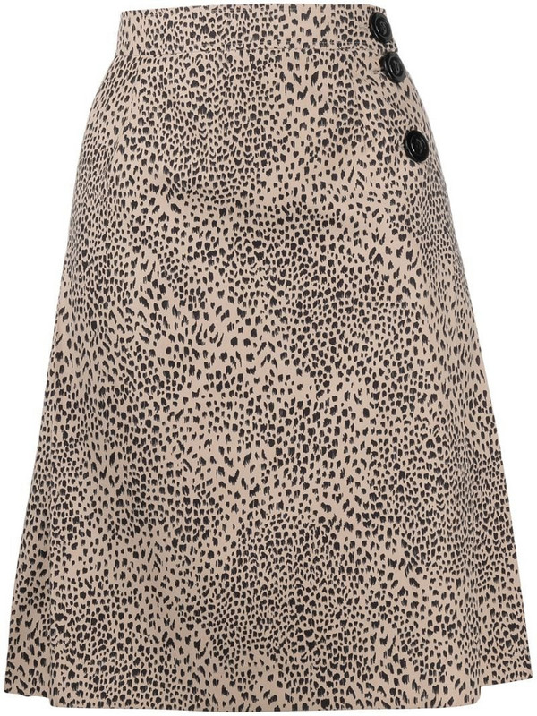 Yves Saint Laurent Pre-Owned leopard-print skirt in neutrals