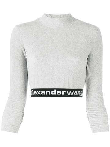 T By Alexander Wang long-sleeve crop top in grey