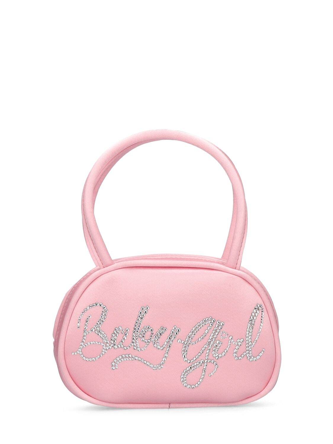 AMINA MUADDI Superamini Babygirl Satin Top Handle Bag in pink