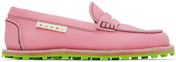 marni pink leather loafers in rose