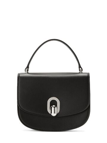 savette mini tondo leather top handle bag in black