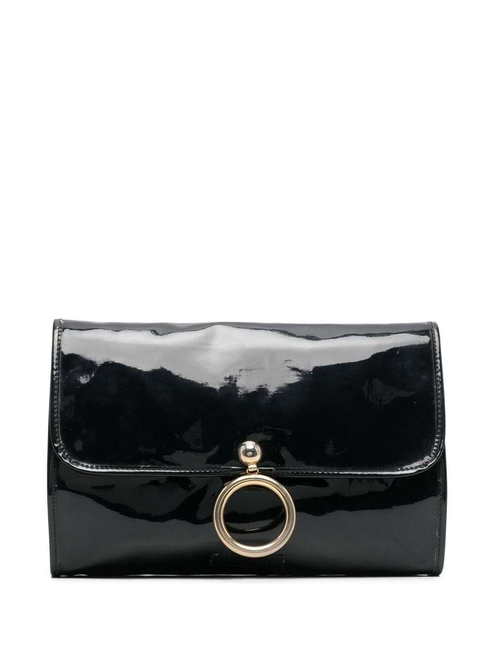 Moschino Pre-Owned 2000s circular plaque flap clutch - Black