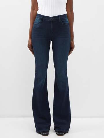 frame - le high cotton-blend flared-leg jeans - womens - dark denim