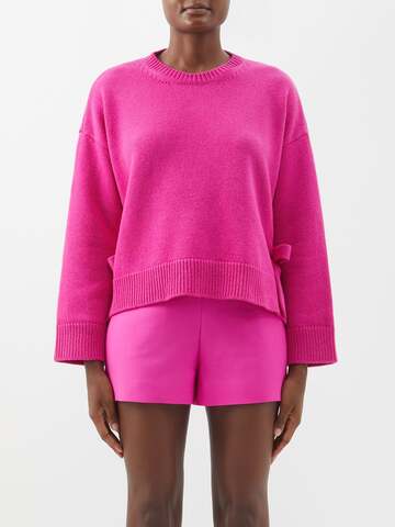 valentino - bow-appliqué wool sweater - womens - pink