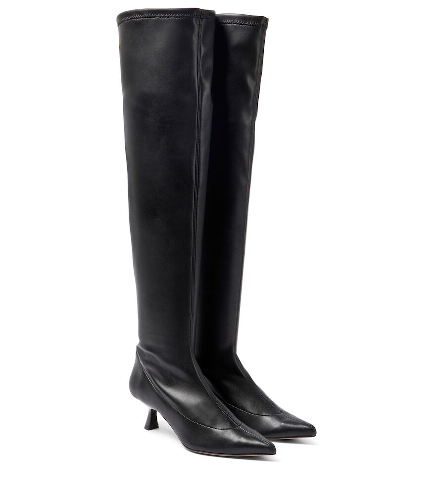 Souliers Martinez Latina faux leather over-the-knee boots in black