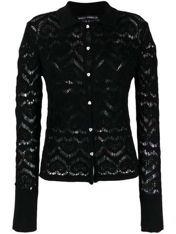 marco rambaldi heart-lace virgin-wool shirt - 010 black