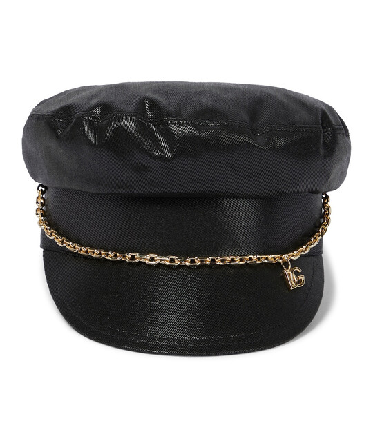 Dolce & Gabbana Logo cotton baker boy hat in black