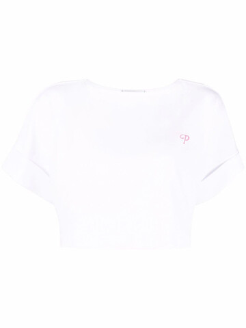 philosophy di lorenzo serafini cropped logo-print t-shirt - white
