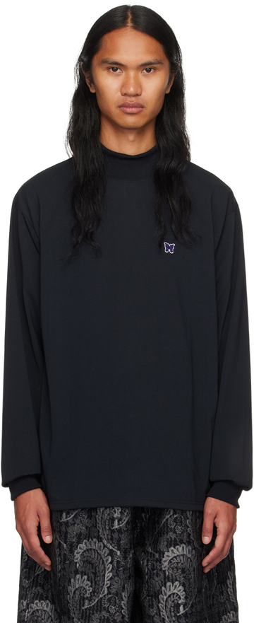 needles black embroidered long sleeve t-shirt
