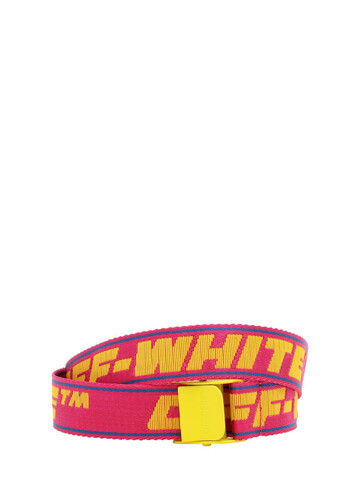OFF-WHITE 2.5cm Mini Logo Nylon Belt in fuchsia / yellow