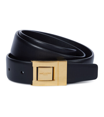 Saint Laurent Buckled leather belt in black