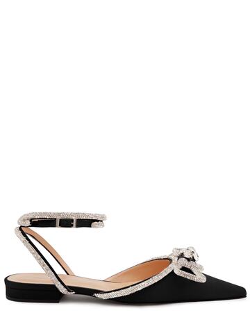 mach & mach 10mm double bow satin flats in black