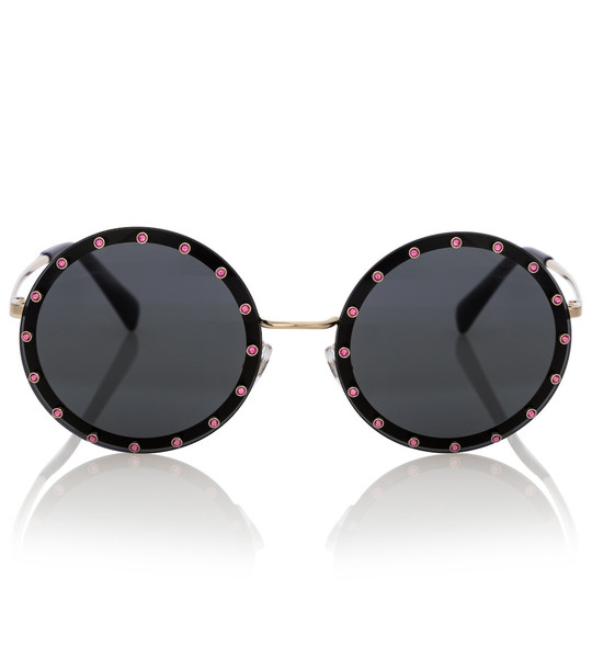Valentino embellished round sunglasses in black