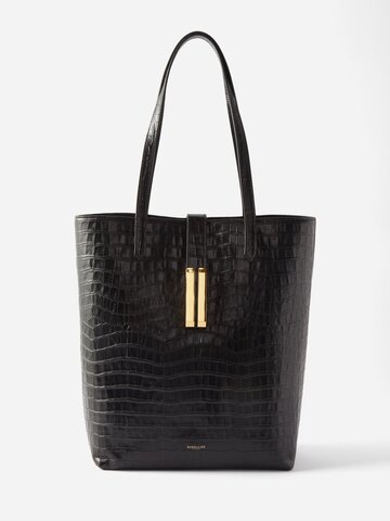 demellier - vancouver croc-embossed leather tote bag - womens - black