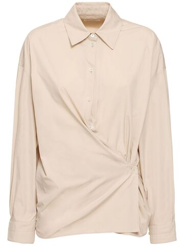 lemaire straight collar cotton & silk shirt in pink