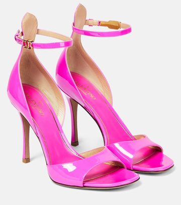 valentino garavani tan-go 100 patent leather sandals in pink