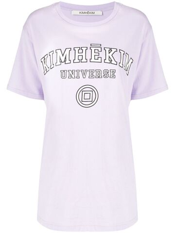 kimhekim logo-print cotton t-short - purple