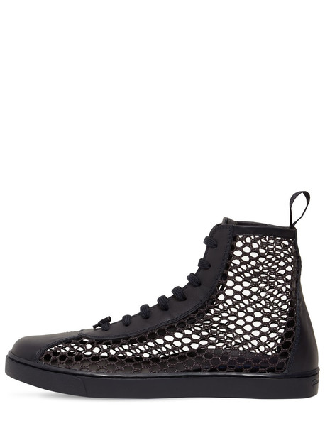GIANVITO ROSSI 20mm Helena Leather & Mesh Sneakers in black