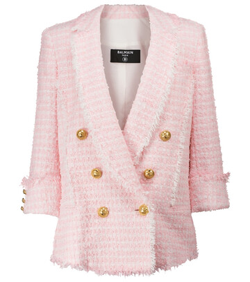 Balmain Checked tweed blazer in pink