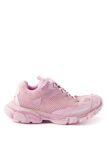balenciaga - track.3 distressed technical trainers - womens - pink