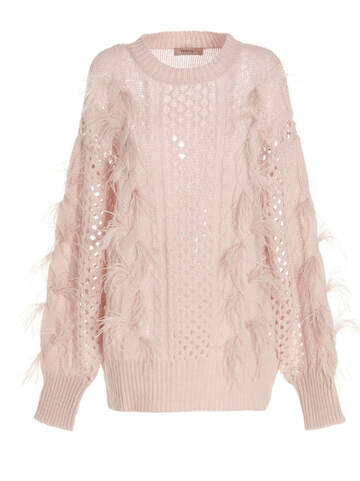 TwinSet Feather Openwork Sweater in pink