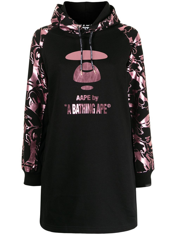 AAPE BY *A BATHING APE® AAPE BY *A BATHING APE® graphic-print hooded shift dress - Black