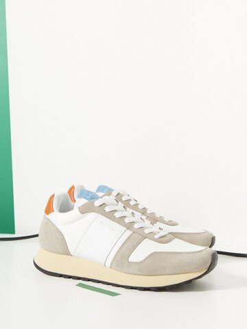 paul smith - eighties leather and suede trainers - mens - white