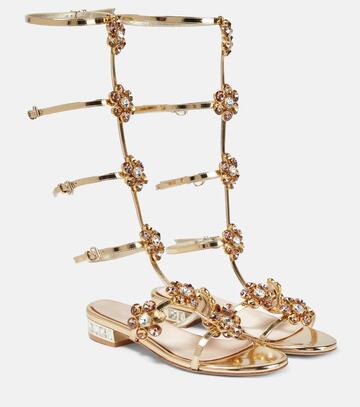 giambattista valli embellished leather gladiator sandals in gold