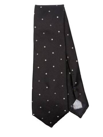 paul smith star-embroidered silk tie - black