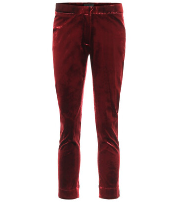 Ann Demeulemeester High-rise skinny cropped velvet pants in red