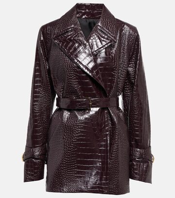 Alaia Croc-effect faux leather jacket in purple