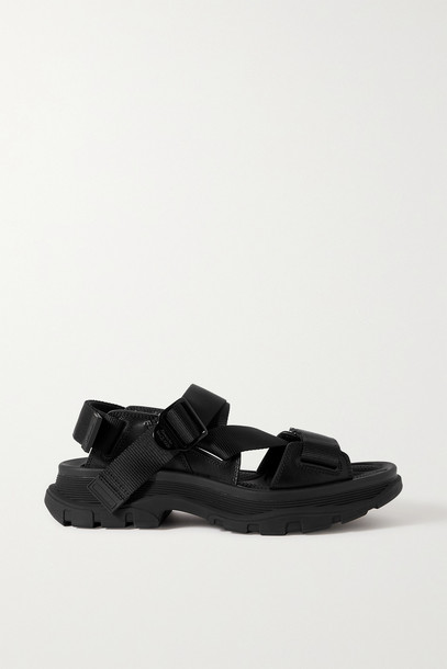 Alexander McQueen - Buckled Grosgrain And Leather Exaggerated-sole Sandals - Black