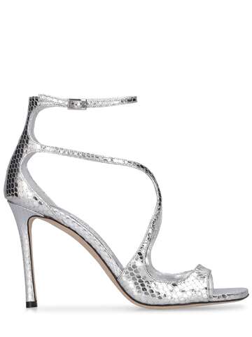 jimmy choo lvr exclusive 95mm azia leather sandals in silver