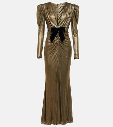 alessandra rich embellished metallic gown in gold