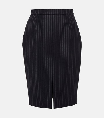 Saint Laurent Pinstriped wool pencil skirt in black