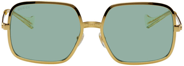 Gucci Gold & Blue Square Sunglasses