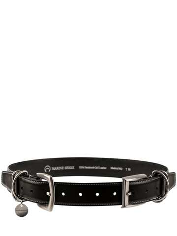 MARINE SERRE 3.4mm Double Buckle Leather Belt in black