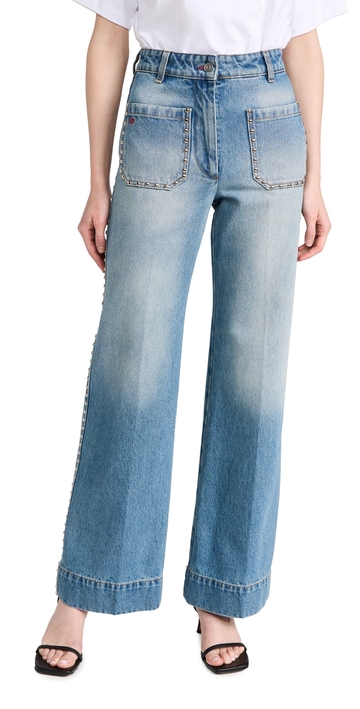victoria beckham alina jeans mid vintage wash / studs 30