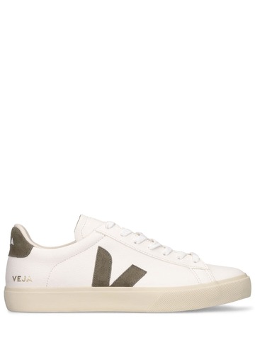 veja 20mm campo leather sneakers in khaki / white