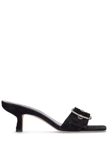 BY FAR 60mm Davina Suede Sandals in black