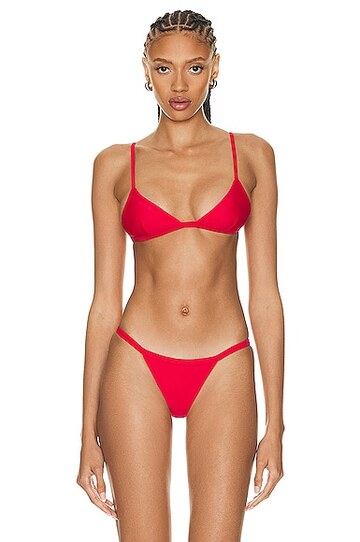 matteau petite triangle bikini top in red