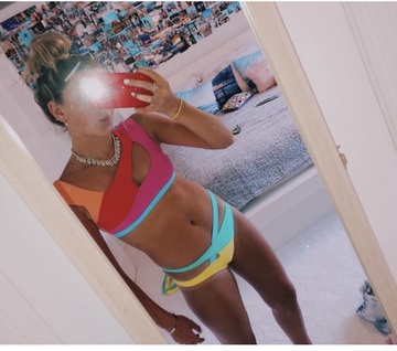 swimwear,bikini,colorful,summer,annacorcorann,neon bikini