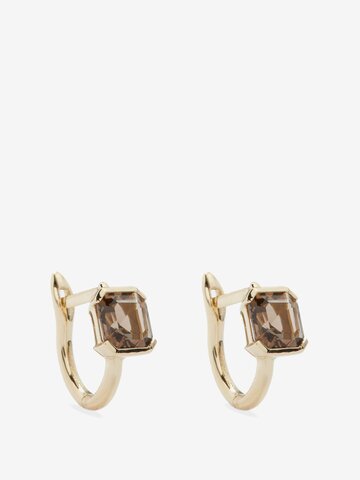 otiumberg - domino quartz 14kt gold-vermeil hoop earrings - womens - gold brown