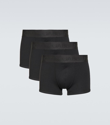 dolce&gabbana set of 2 cotton jersey boxer briefs in black
